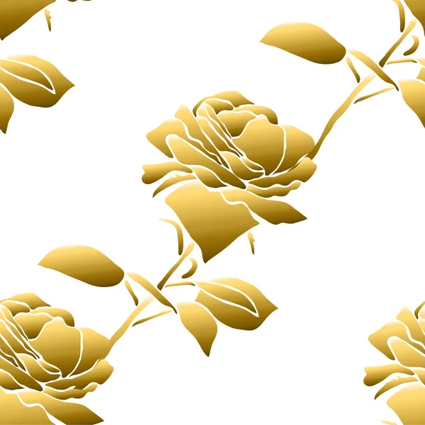 Золотистый Безморщинистый Узор Цветами Роз Элементы Дизайна Цветочный Узор Приглашений — стоковый вектор