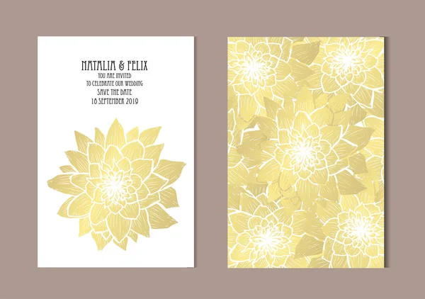 Carduri Aur Elegante Flori Lotus Elemente Design Poate Folosit Pentru — Vector de stoc