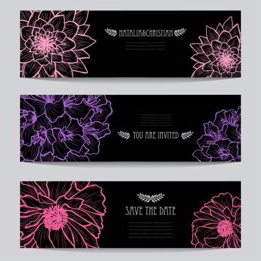 Dekoratif çiçek, tasarım öğeleri ile zarif kartları. Kullanılabilir düğün, bebek duş, anneler günü, Sevgililer günü, doğum günü kartları, Davetiyeler, selamlar. Vintage dekoratif çiçek.