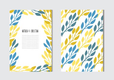 Dekoratif yaprakları, tasarım öğeleri ile zarif kartları. Kullanılabilir düğün, bebek duş, anneler günü, Sevgililer günü, Doğum günü kartları, davetiyeler, selamlar. Vintage dekoratif kartlar