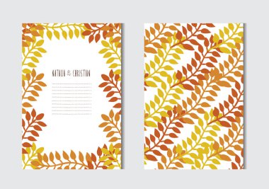Dekoratif yaprakları, tasarım öğeleri ile zarif kartları. Kullanılabilir düğün, bebek duş, anneler günü, Sevgililer günü, Doğum günü kartları, davetiyeler, selamlar. Vintage dekoratif kartlar