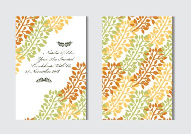 Dekoratif yaprakları, tasarım öğeleri ile zarif kartları. Kullanılabilir düğün, bebek duş, anneler günü, Sevgililer günü, Doğum günü kartları, davetiyeler, selamlar. Vintage dekoratif kartlar