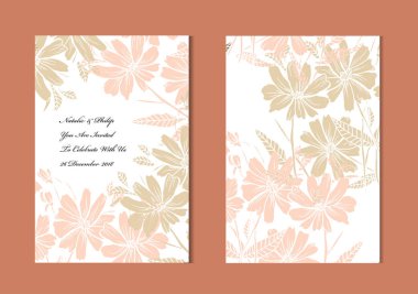 Dekoratif çiçek, tasarım öğeleri ile zarif kartları. Kullanılabilir düğün, bebek duş, anneler günü, Sevgililer günü, doğum günü kartları, Davetiyeler, selamlar. Vintage dekoratif çiçek.