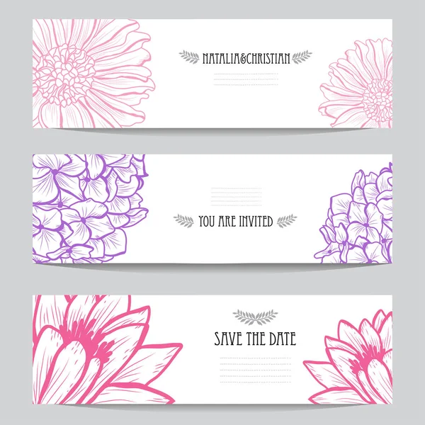 Cartões Elegantes Com Flores Decorativas Elementos Design Pode Ser Usado — Vetor de Stock