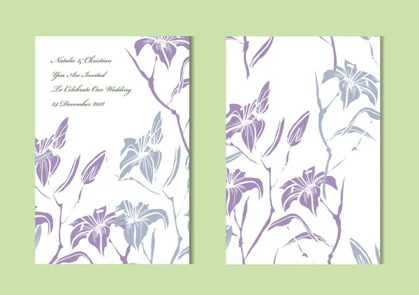 Tarjetas Elegantes Con Flores Decorativas Elementos Diseño Puede Utilizar Para — Archivo Imágenes Vectoriales