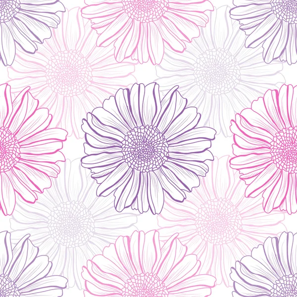 Elegante Naadloze Patroon Met Aster Bloemen Design Elementen Bloemen Patroon — Stockvector