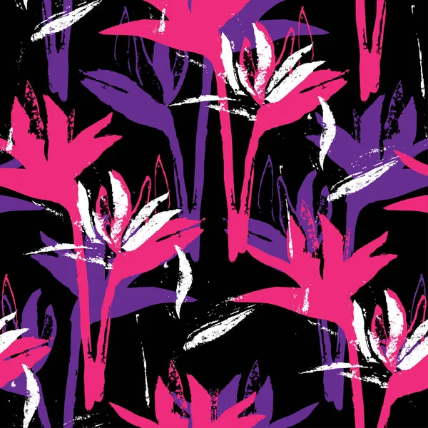 Buntes Nahtloses Muster Mit Strelitzia Blumen Designelementen Blumenmuster Für Einladungen — Stockvektor