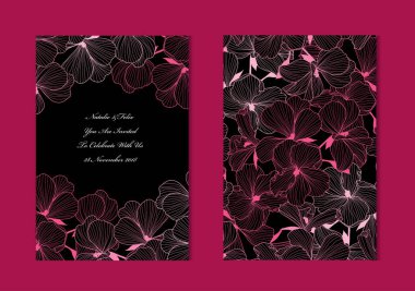 Zarif kartları Sardunya çiçekleri, tasarım öğeleri ile. Kullanılabilir düğün, bebek duş, anneler günü, Sevgililer günü, Doğum günü kartları, davetiyeler, selamlar. Vintage dekoratif çiçek.