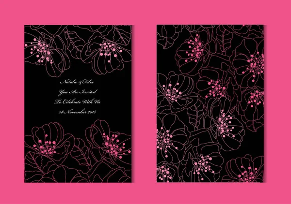 Cartes Élégantes Avec Fleurs Sakura Éléments Design Peut Être Utilisé — Image vectorielle