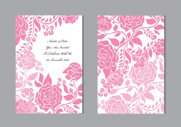 Cartões Elegantes Com Flores Rosa Elementos Design Pode Ser Usado —  Vetores de Stock