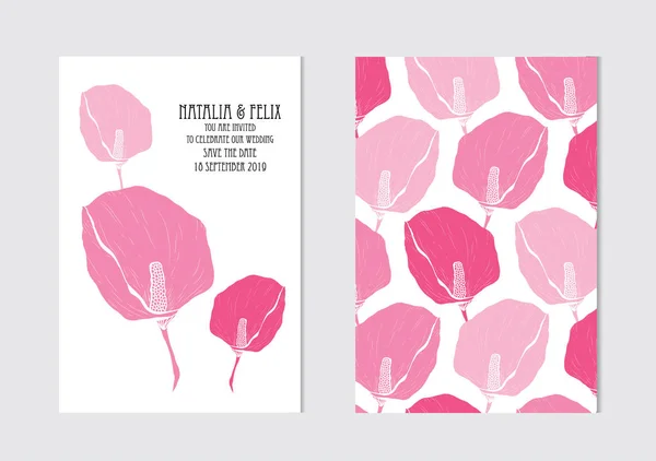 Κομψό Κάρτες Λουλούδια Calla Σχεδιαστικά Στοιχεία Μπορεί Χρησιμοποιηθεί Για Γάμου — Διανυσματικό Αρχείο