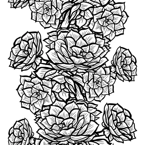 Elegante Nahtlose Muster Mit Echeveria Pflanzen Design Elemente Blumenmuster Für — Stockvektor