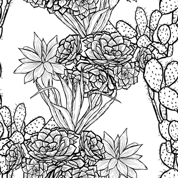 Elegant Seamless Pattern Succulent Plants Design Elements Floral Pattern Invitations — Stock Vector