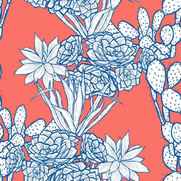 多肉植物 デザイン要素とエレガントなシームレスパターン 招待状 カード ギフトラップ ファブリック 壁紙のための花のパターン 養蚕家 — ストックベクタ