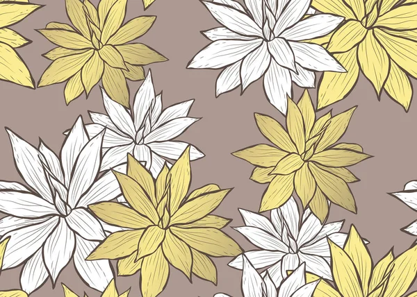 Elegant Naadloos Patroon Met Sappige Planten Design Elementen Bloemen Patroon — Stockvector