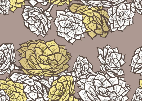 Elegant Seamless Pattern Echeveria Plants Design Elements Floral Pattern Invitations — Stock Vector