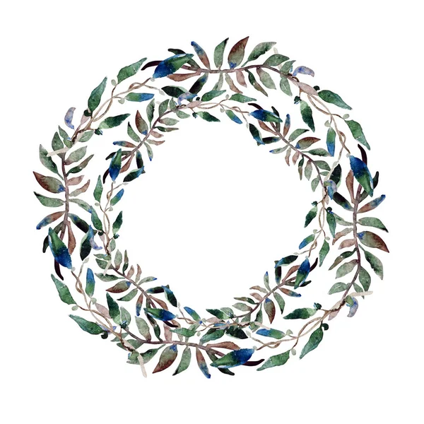 Κομψό Ακουαρέλα Floral Στεφάνι Στοιχείο Του Σχεδιασμού Μπορεί Χρησιμοποιηθεί Για — Φωτογραφία Αρχείου