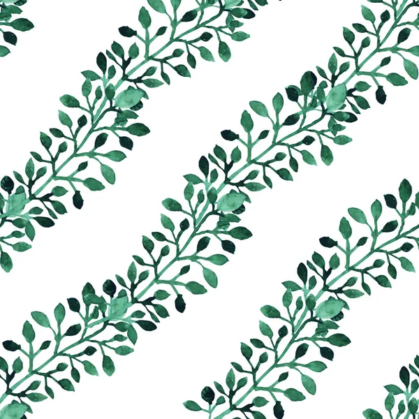 Elegant Seamless Pattern Watercolor Branches Leaves Design Elements Floral Pattern — Stock Photo, Image