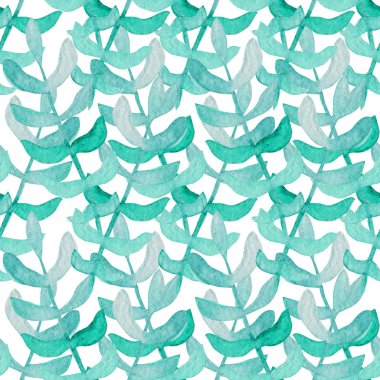 Yapraklı suluboya dalları ve tasarım elementleri olan zarif, pürüzsüz bir desen. Davetiyeler için çiçek deseni, tebrik kartları, hatıra defteri, baskı, hediye paketi, imalat