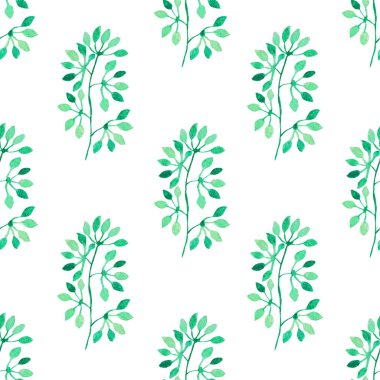 Yapraklı suluboya dalları ve tasarım elementleri olan zarif, pürüzsüz bir desen. Davetiyeler için çiçek deseni, tebrik kartları, hatıra defteri, baskı, hediye paketi, imalat