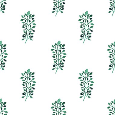 Yapraklı suluboya dalları ve tasarım elementleri olan zarif, pürüzsüz bir desen. Davetiyeler için çiçek deseni, tebrik kartları, hatıra defteri, baskı, hediye paketi, imalat