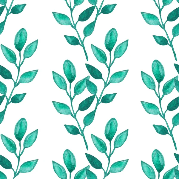 Κομψό Μοτίβο Χωρίς Ραφή Κλαδιά Ακουαρέλας Φύλλα Σχεδιαστικά Στοιχεία Floral — Φωτογραφία Αρχείου