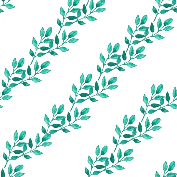 Elegantes Nahtloses Muster Mit Aquarellzweigen Mit Blättern Gestaltungselementen Blumenmuster Für — Stockfoto