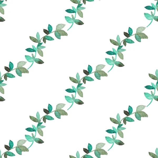 Елегантний Безшовний Візерунок Акварельними Гілками Листям Елементами Дизайну Квітковий Візерунок — стокове фото