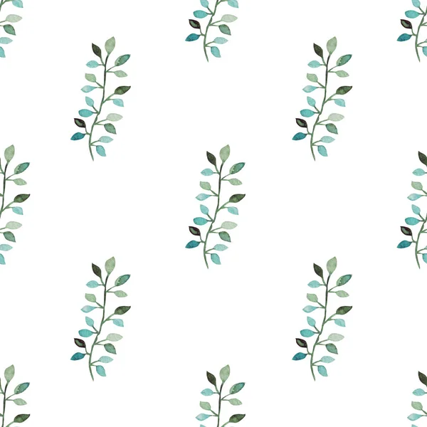 Elegant Seamless Pattern Watercolor Branches Leaves Design Elements Floral Pattern — Stock Photo, Image