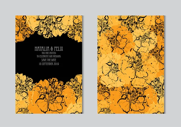 Cartões Elegantes Com Flores Calêndula Elementos Design Pode Ser Usado —  Vetores de Stock