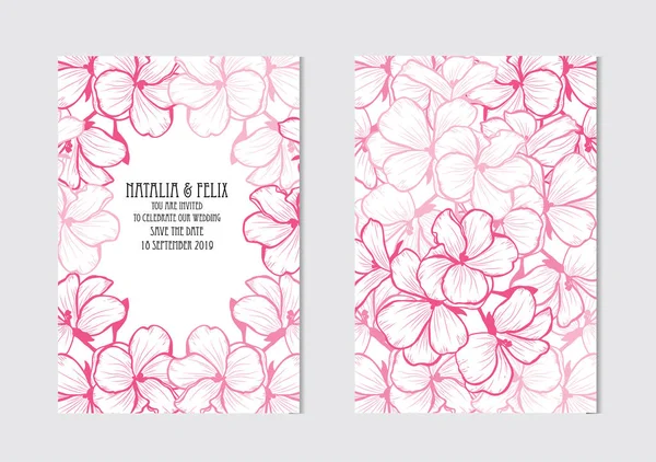 Tarjetas Elegantes Con Flores Geranio Elementos Diseño Puede Utilizar Para — Vector de stock