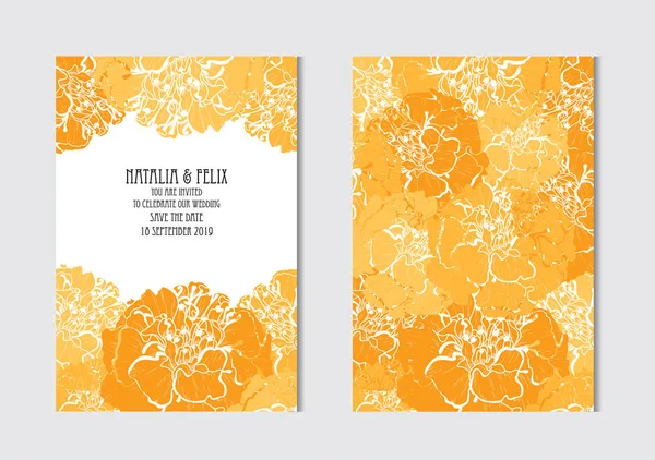 Κομψό Κάρτες Κατιφές Λουλούδια Σχεδιαστικά Στοιχεία Μπορεί Χρησιμοποιηθεί Για Γάμου — Διανυσματικό Αρχείο