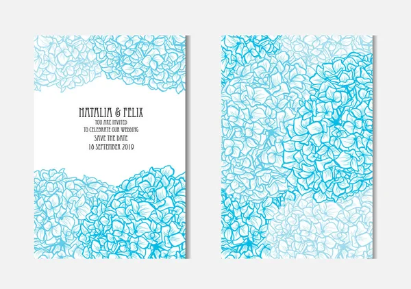 Eleganti Carte Con Fiori Ortensia Elementi Design Può Essere Utilizzato — Vettoriale Stock