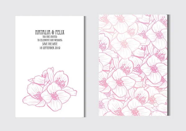 Cartes Élégantes Avec Fleurs Jasmin Éléments Design Peut Être Utilisé — Image vectorielle