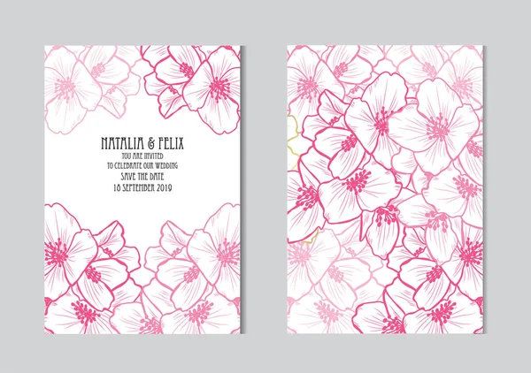 Κομψό Κάρτες Άνθη Γιασεμιού Σχεδιαστικά Στοιχεία Μπορεί Χρησιμοποιηθεί Για Γάμου — Διανυσματικό Αρχείο