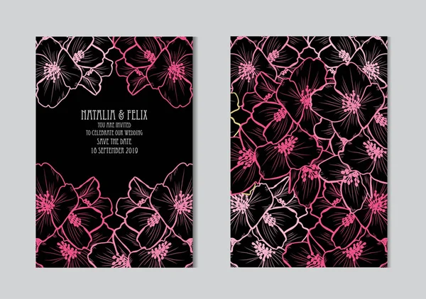 Tarjetas Elegantes Con Flores Jazmín Elementos Diseño Puede Utilizar Para — Archivo Imágenes Vectoriales