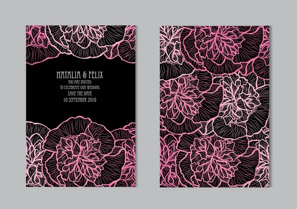 Κομψό Κάρτες Malva Λουλούδια Σχεδιαστικά Στοιχεία Μπορεί Χρησιμοποιηθεί Για Γάμου — Διανυσματικό Αρχείο