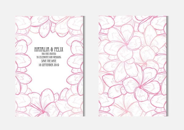 Carduri Elegante Flori Plumerie Elemente Design Poate Folosit Pentru Nuntă — Vector de stoc