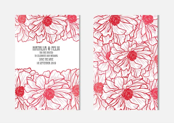 Tarjetas Elegantes Con Flores Amapola Elementos Diseño Puede Utilizar Para — Vector de stock