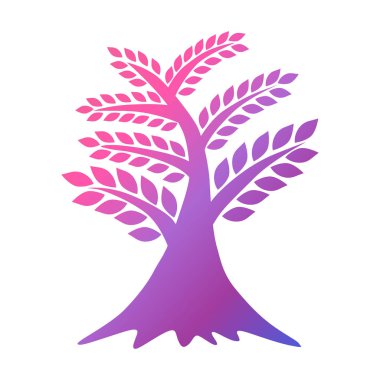 Çizilmiş dekoratif neon ağaç el, ekoloji, çevre, geri dönüşüm, doğa koruma kartları, afiş, el ilanları, afişler için kullanılabilir. Doğa renkli arka plan