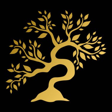 Çizilmiş dekoratif altın ağaç el, ekoloji, çevre, geri dönüşüm, doğa koruma kartları, afiş, el ilanları, afişler için kullanılabilir. Doğa arka plan