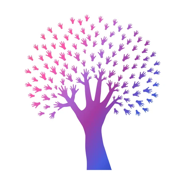 手绘装饰霓虹灯手树 可用于生态 回收利用 自然保护卡 海报等 自然背景 — 图库矢量图片