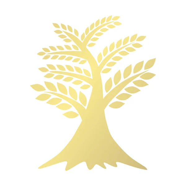 Ručně Tažené Dekorativní Zlatý Strom Lze Použít Pro Ekologie Životní — Stockový vektor