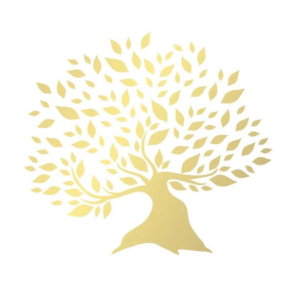 Ręcznie Rysowane Dekoracyjne Złote Drzewa Mogą Być Używane Dla Ekologii — Wektor stockowy