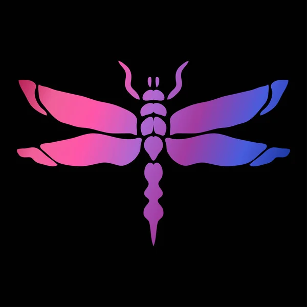 Abstrakta Dragonfly Symbol Neonfärger Designelement Kan Användas För Inbjudningar Gratulationskort — Stock vektor