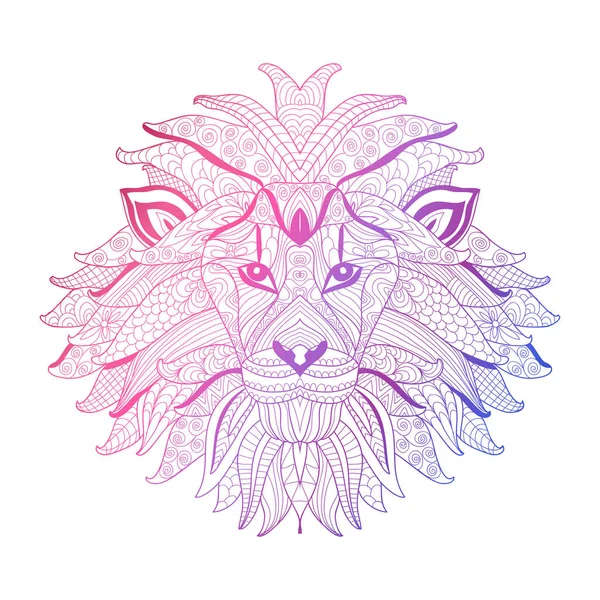 Élégant Lion Néon Décoratif Dessiné Main Élément Design Peut Être — Image vectorielle
