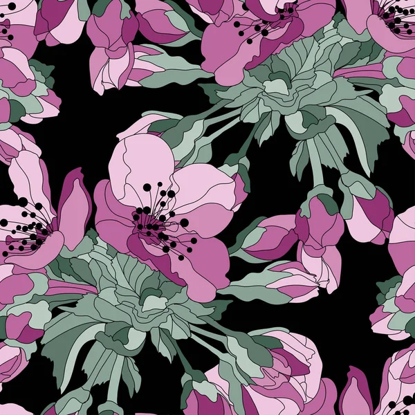 Bloemen naadloos patroon — Stockvector