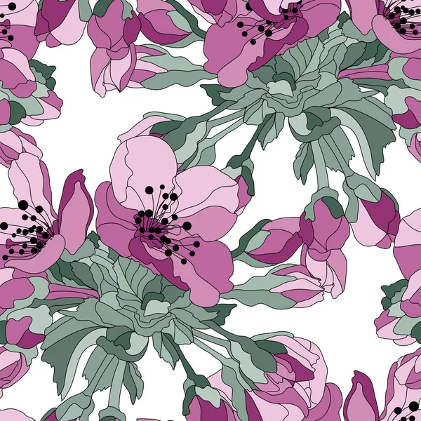 Bloemen naadloos patroon — Stockvector