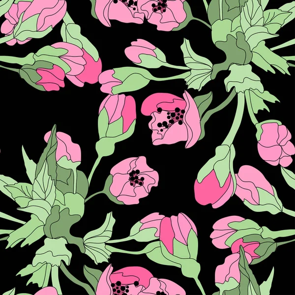 Bloemen naadloos patroon — Stockvector