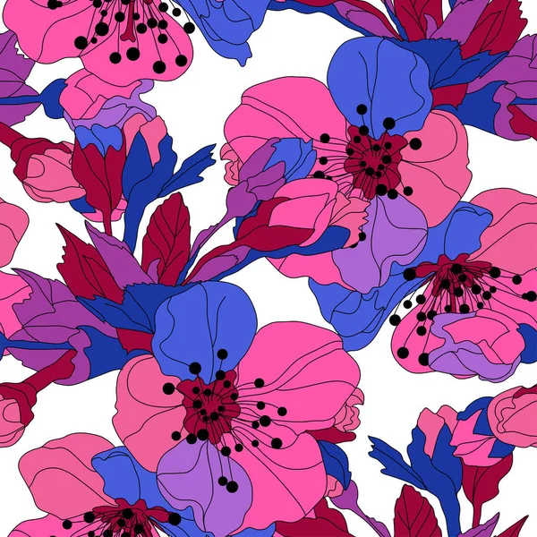 Motif floral sans couture — Image vectorielle